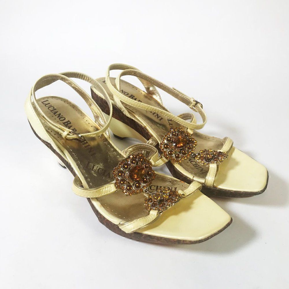 Bejeweled Italian Platform Sandals - 38.5